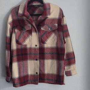 Plaid Women's Jacket in Red and Cream